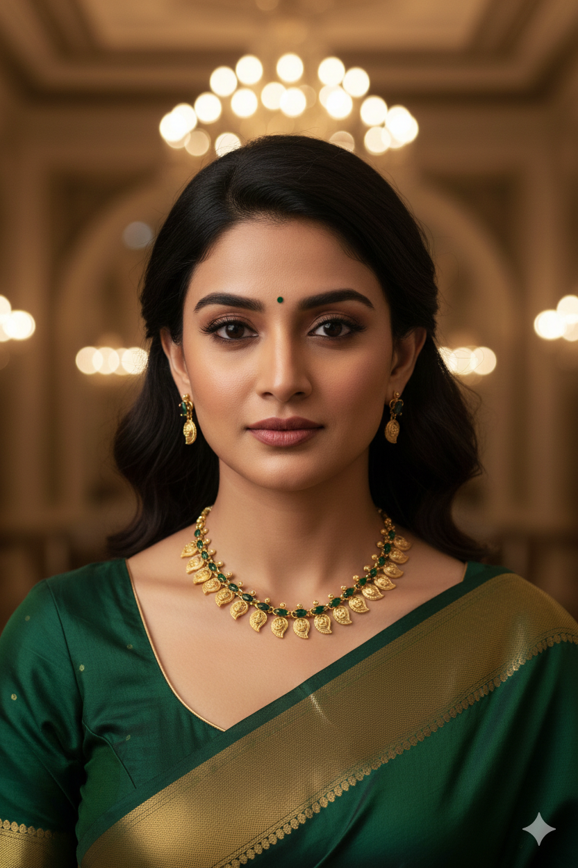 Premium Long antique Real kempu multicolor stones Necklace Set