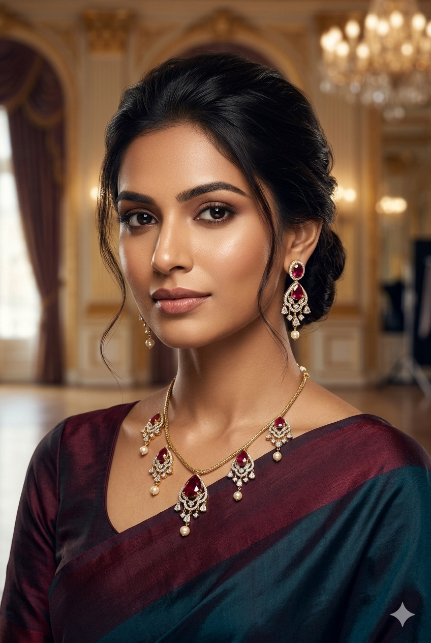 Gold Plated Short CZ Necklace Set