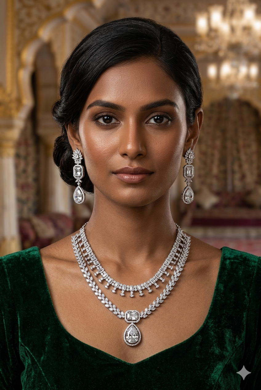 Gold Plated premium CZ Necklace Set