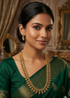 Gold Plated Long Kasu Laxmi Necklace Haram Set with mango