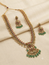 Long Antique gold plated necklace set in jadau