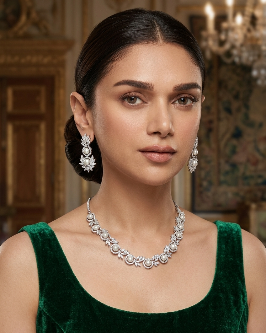 Gold Plated premium CZ Necklace Set