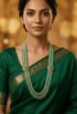 Premium 5 Line 4mm Hyderabadi Pearl Maala with Mopu