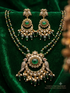 Premium Green Beads Necklace Set with Monalisa Stone