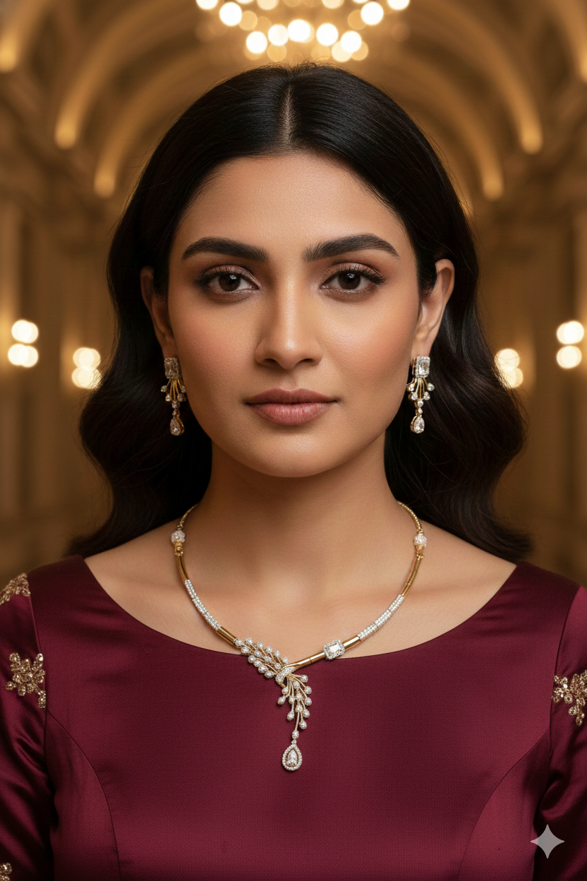 Gold plated Leaf Design Necklace Set