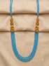 Light Blue Color Onyx 4 mm semi precious stones 26 inches necklace set with elephant brooch/mop