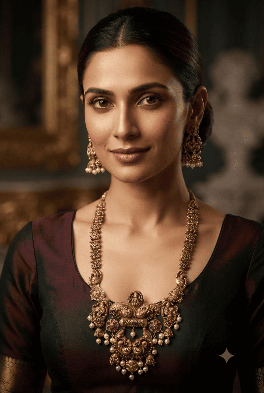 Premium Gold Plated Antique Short Necklace Set