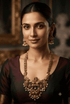 Premium Gold Plated Antique Short Necklace Set