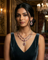 Gold Plated Layered Long CZ Necklace Set