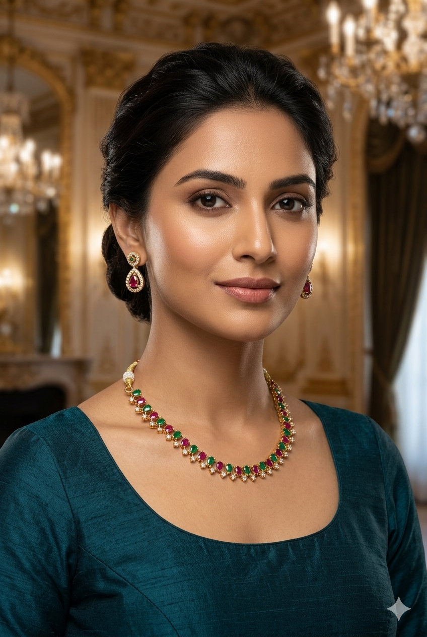 Gold Plated Short CZ Necklace Set
