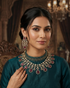 Gold Plated Premium Red Ruby Like AD Necklace Set