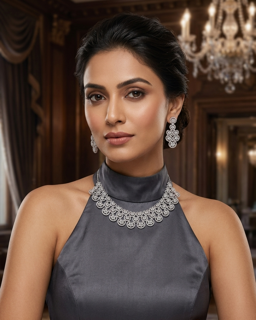 Gold Plated premium CZ Necklace Set