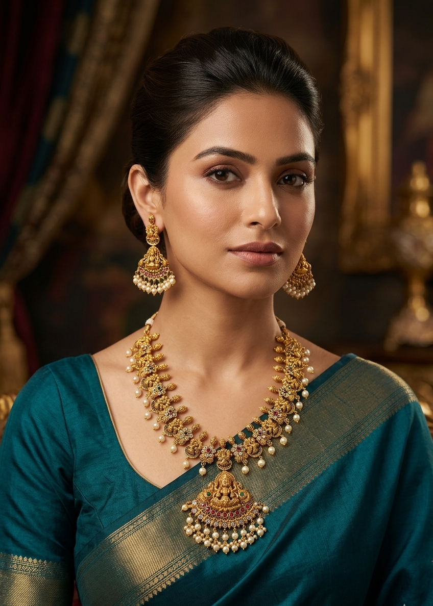 Premium Gold Plated Antique Short Necklace Set