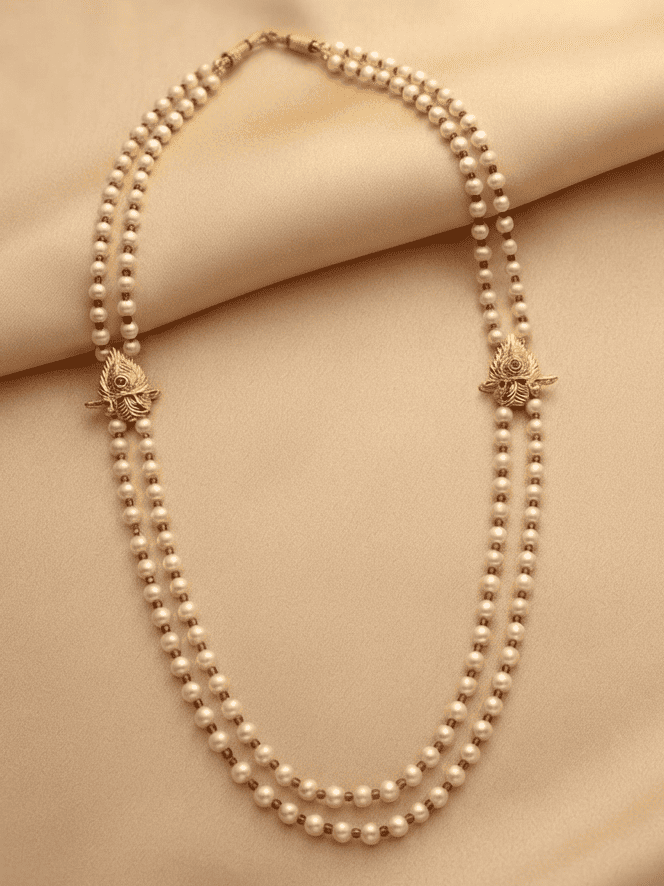 Premium 2 Line 4mm Hyderabadi Pearl Maala with Mopu