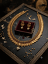 Gold Plated Long kasu Necklace with Red Stones