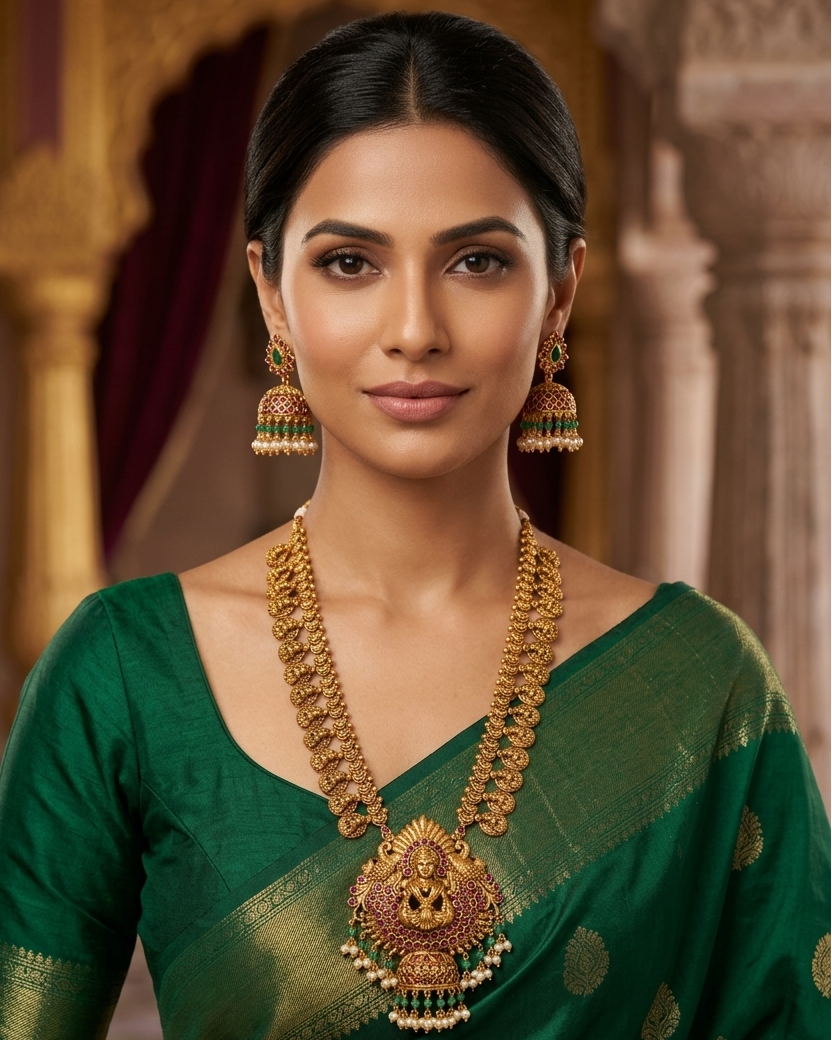 Premium Gold Plated Antique Short Necklace Set