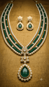 5 Line Maala of 3 line pearl and 2 line stone Necklace set with pendant and earrings