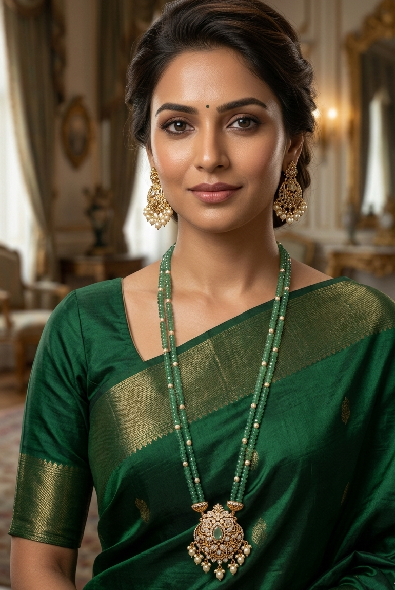 2 Line Onyx stone layer with Pendant Necklace Set