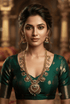 Long Antique gold plated necklace set in jadau