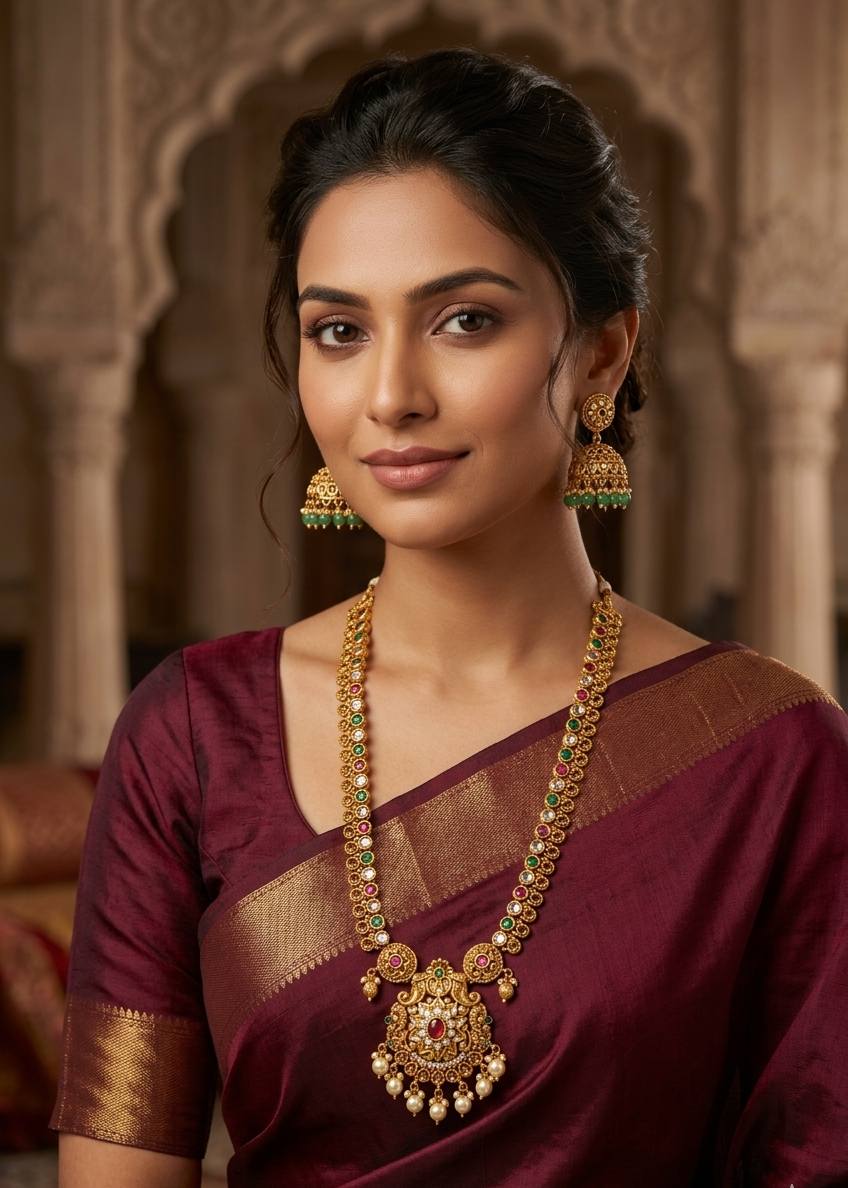 Premium Gold Plated Antique Short Necklace Set