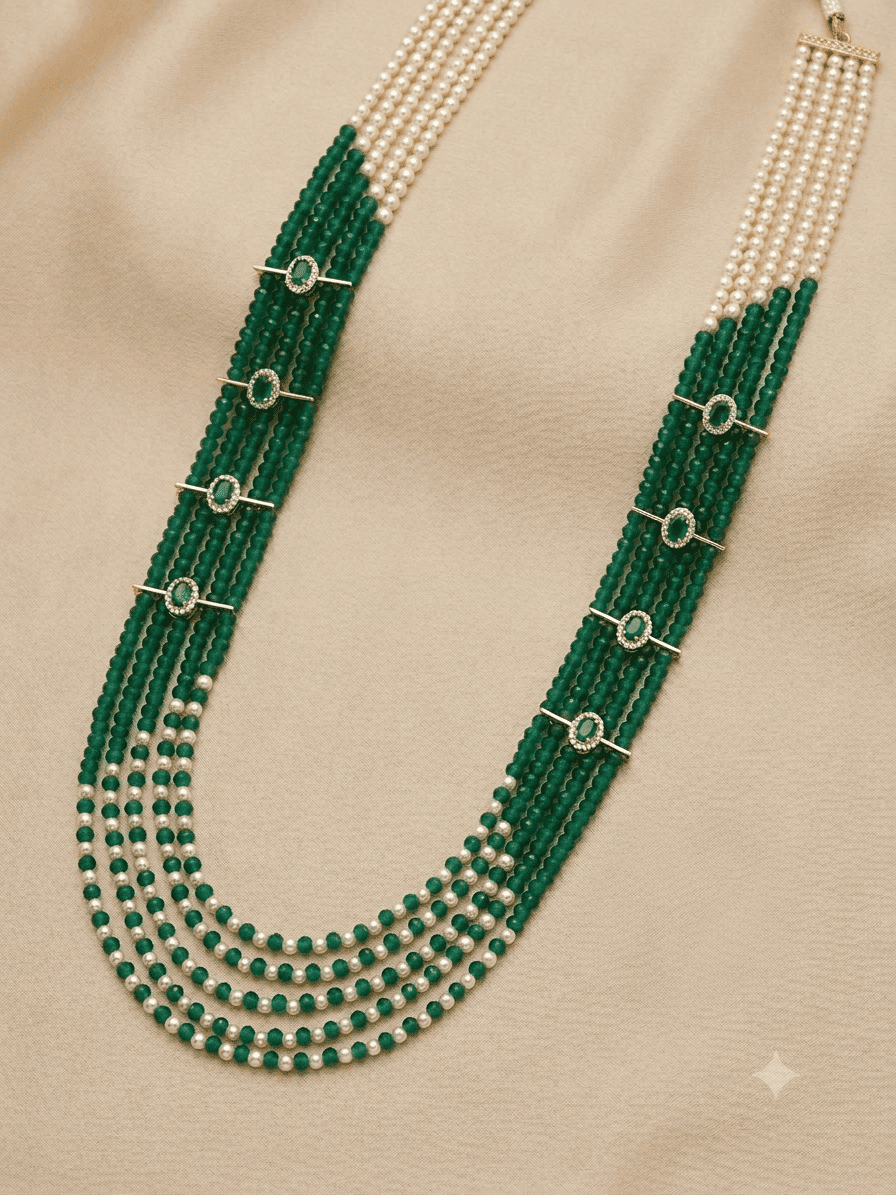 Premium 5 Line 4mm Pearl Hyderabadi Maala with Mopu
