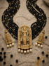 Multilayer Black Onyx Maala with Ram Pendant and earrings