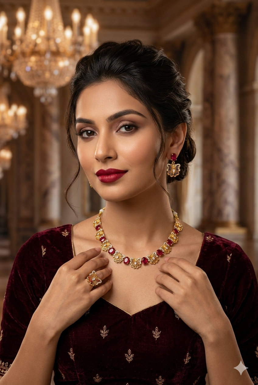 Gold Plated Short CZ Necklace Set