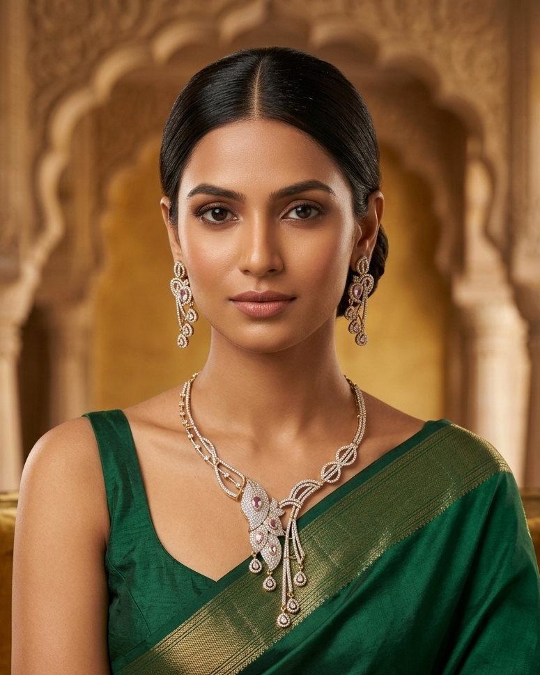 Gold Plated Premium CZ Necklace Set