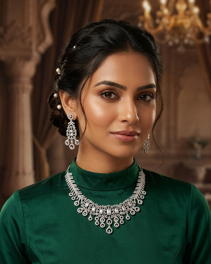 Gold Plated premium CZ Necklace Set