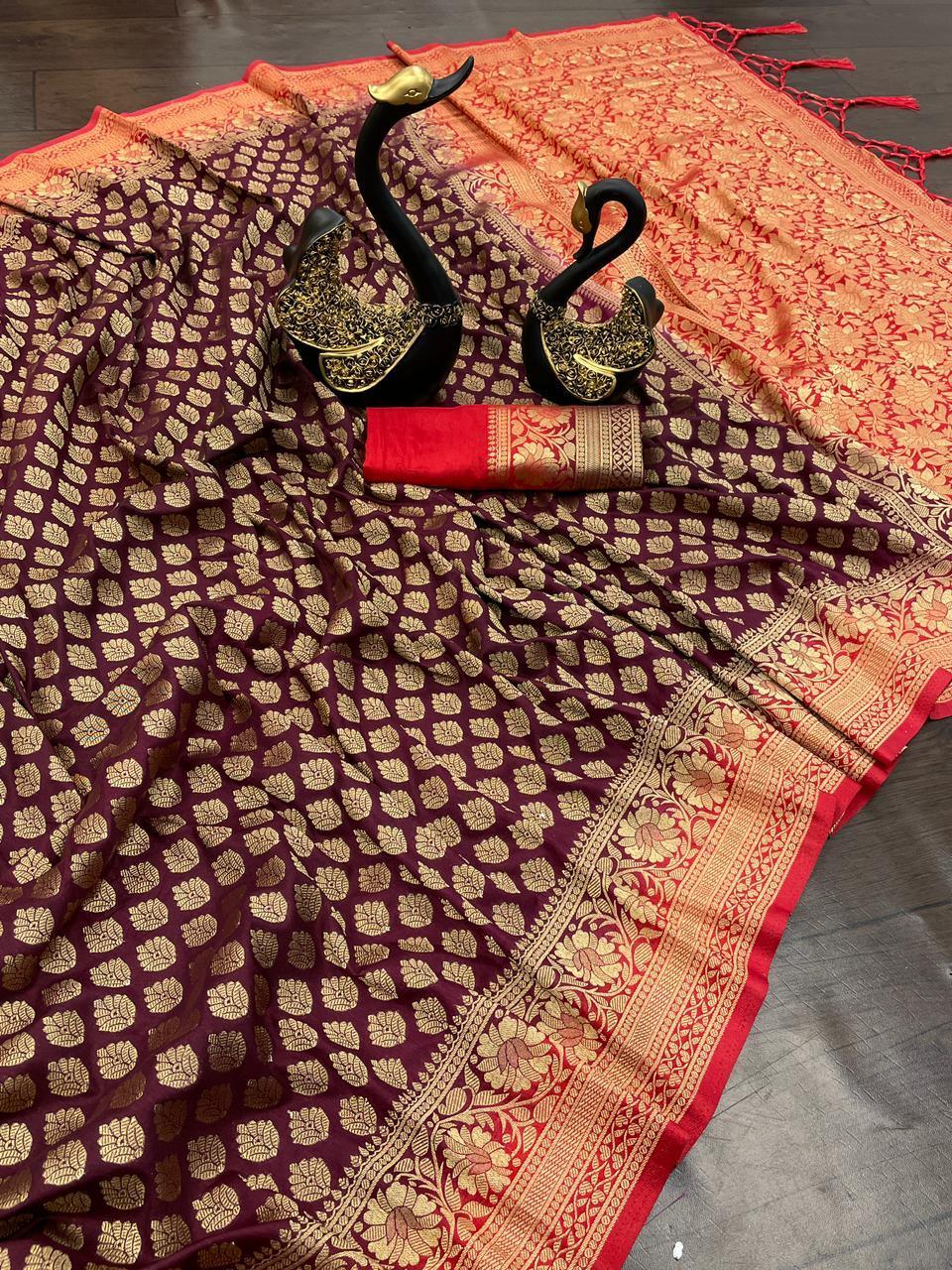 Georgette Semi Silk Saree With Rich Zari Wooven Pallu 17628N - Griiham
