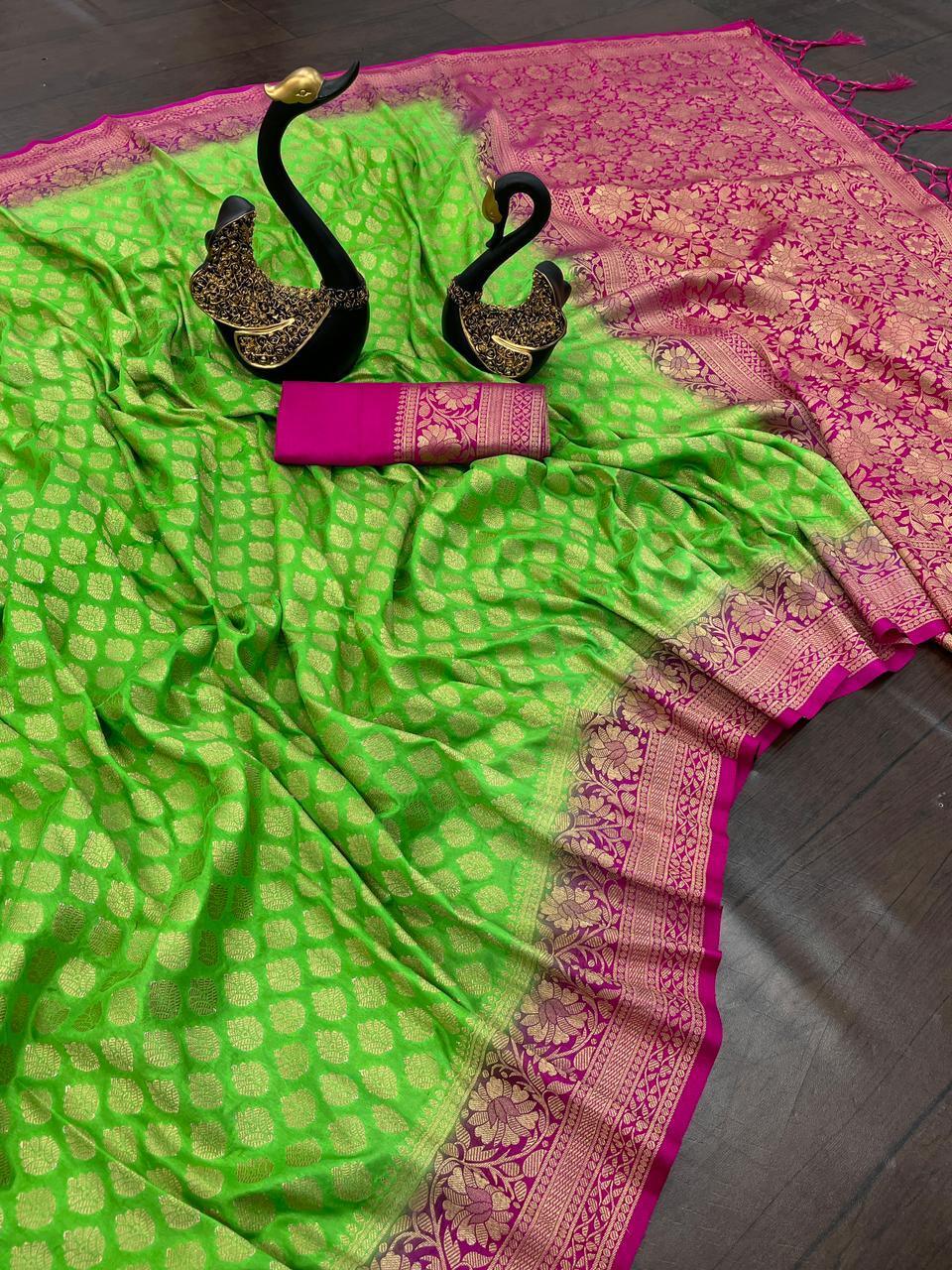 Georgette Semi Silk Saree With Rich Zari Wooven Pallu 17628N - Griiham