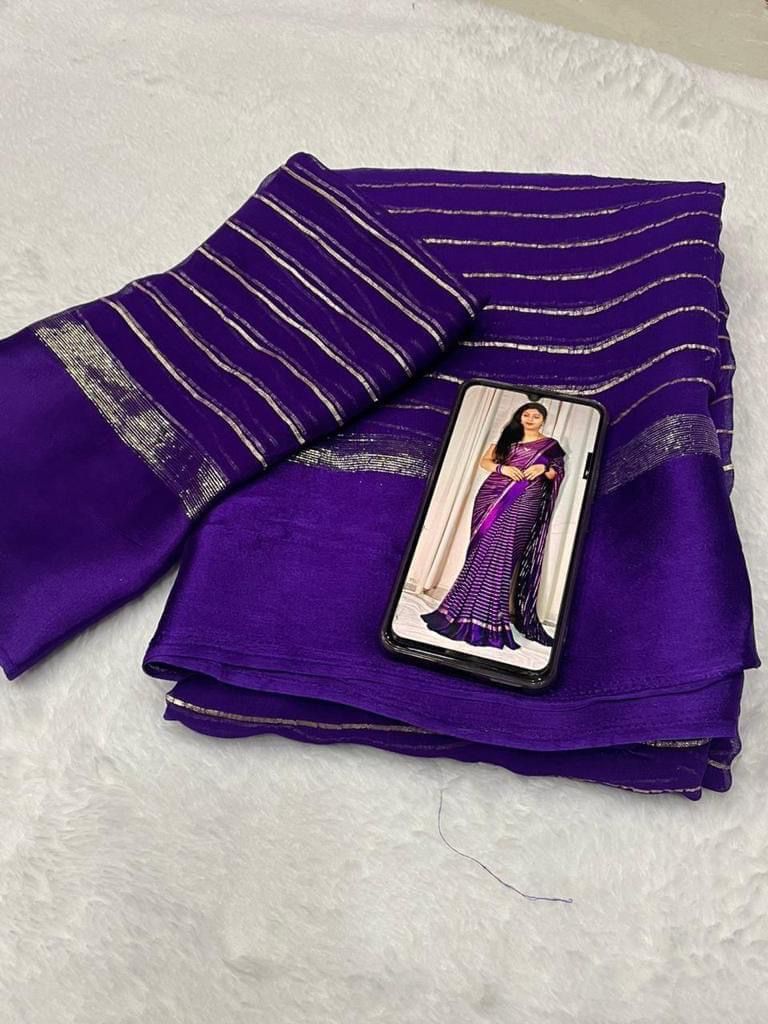 Georgette sarees with satin border along Zari Weaving in Full Saree 17172N