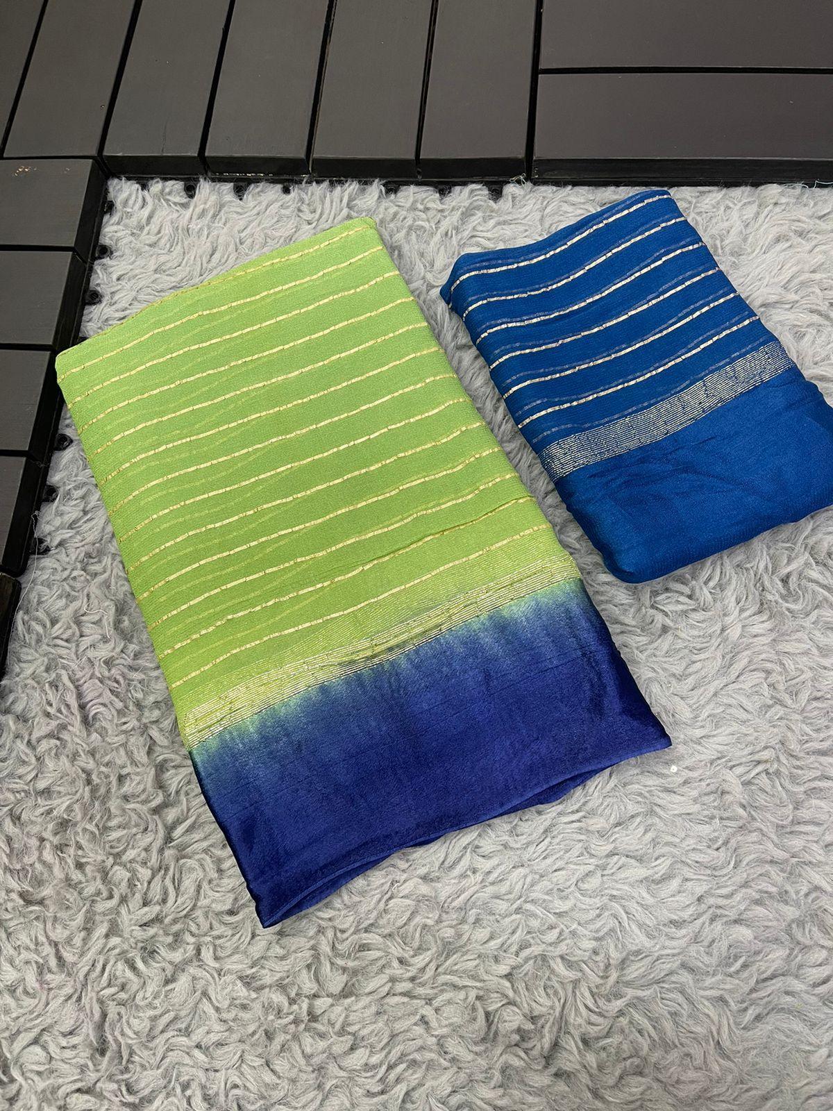 Georgette sarees with satin border along Zari Weaving in Full Saree 19635N - Griiham