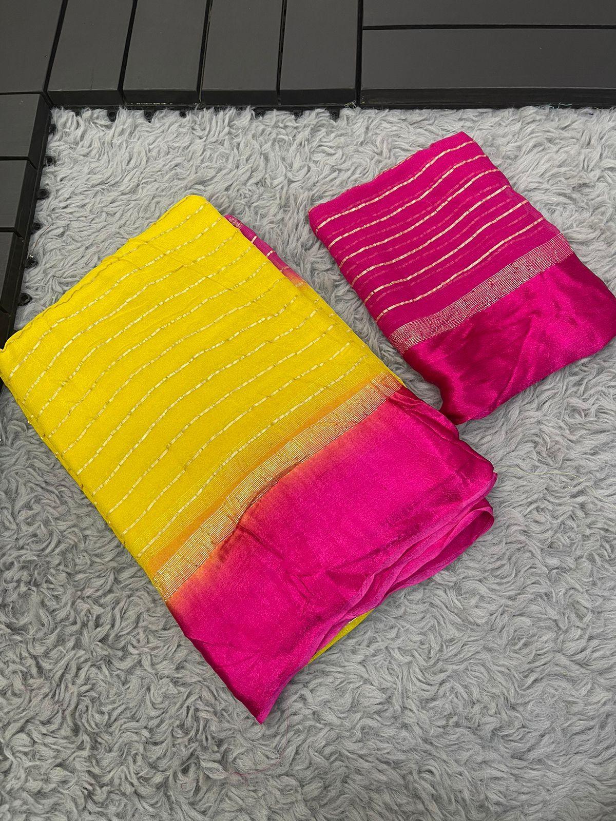 Georgette sarees with satin border along Zari Weaving in Full Saree 19635N - Griiham