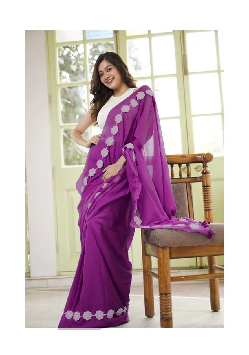 Georgette with lace work Saree 18844N
