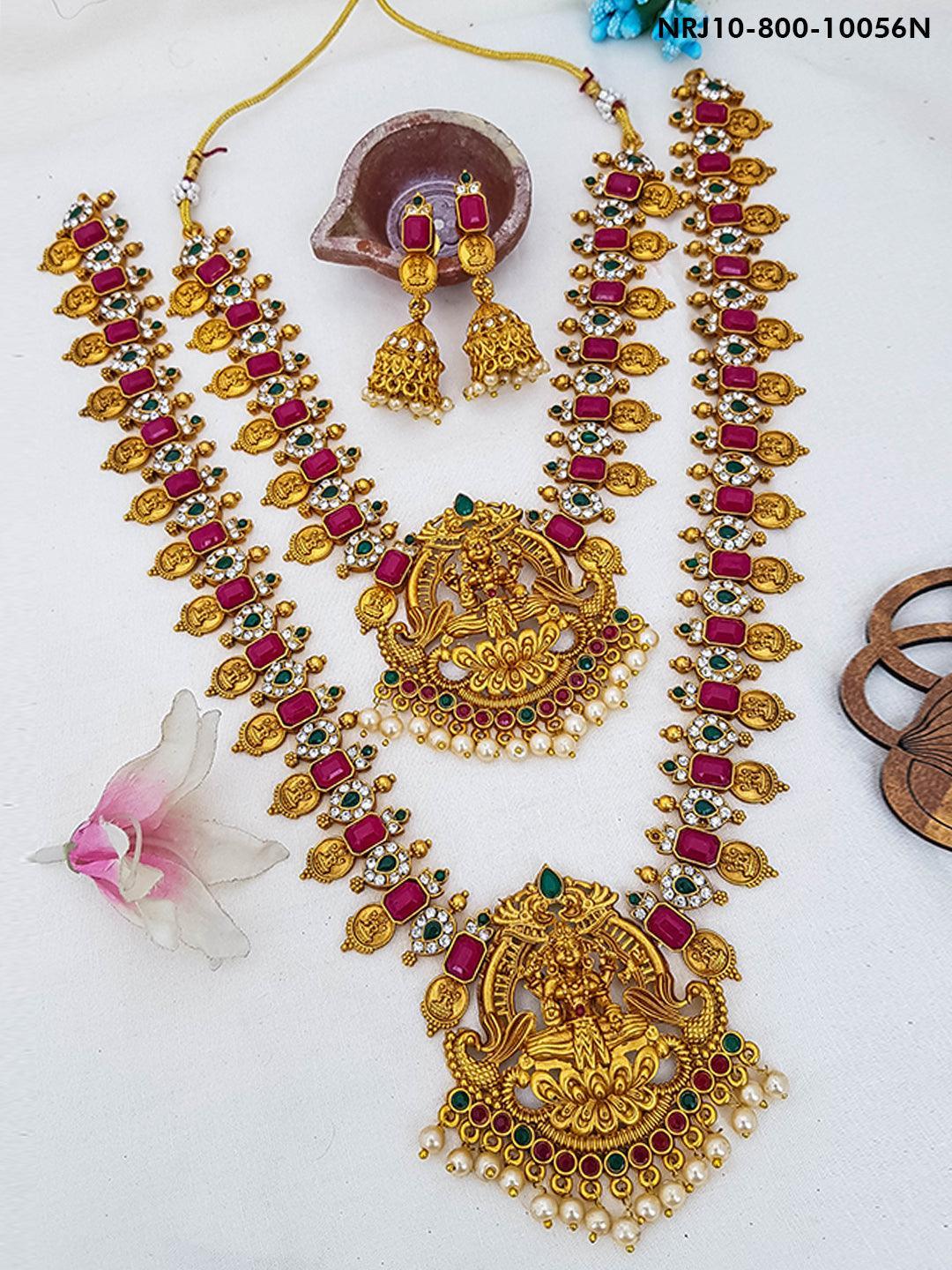 Gold Finish Best Seller Necklace Combo Set with Artificial Stones
