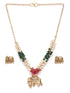 Gold Finish Designer elephant Red crystal Necklace Set - Griiham
