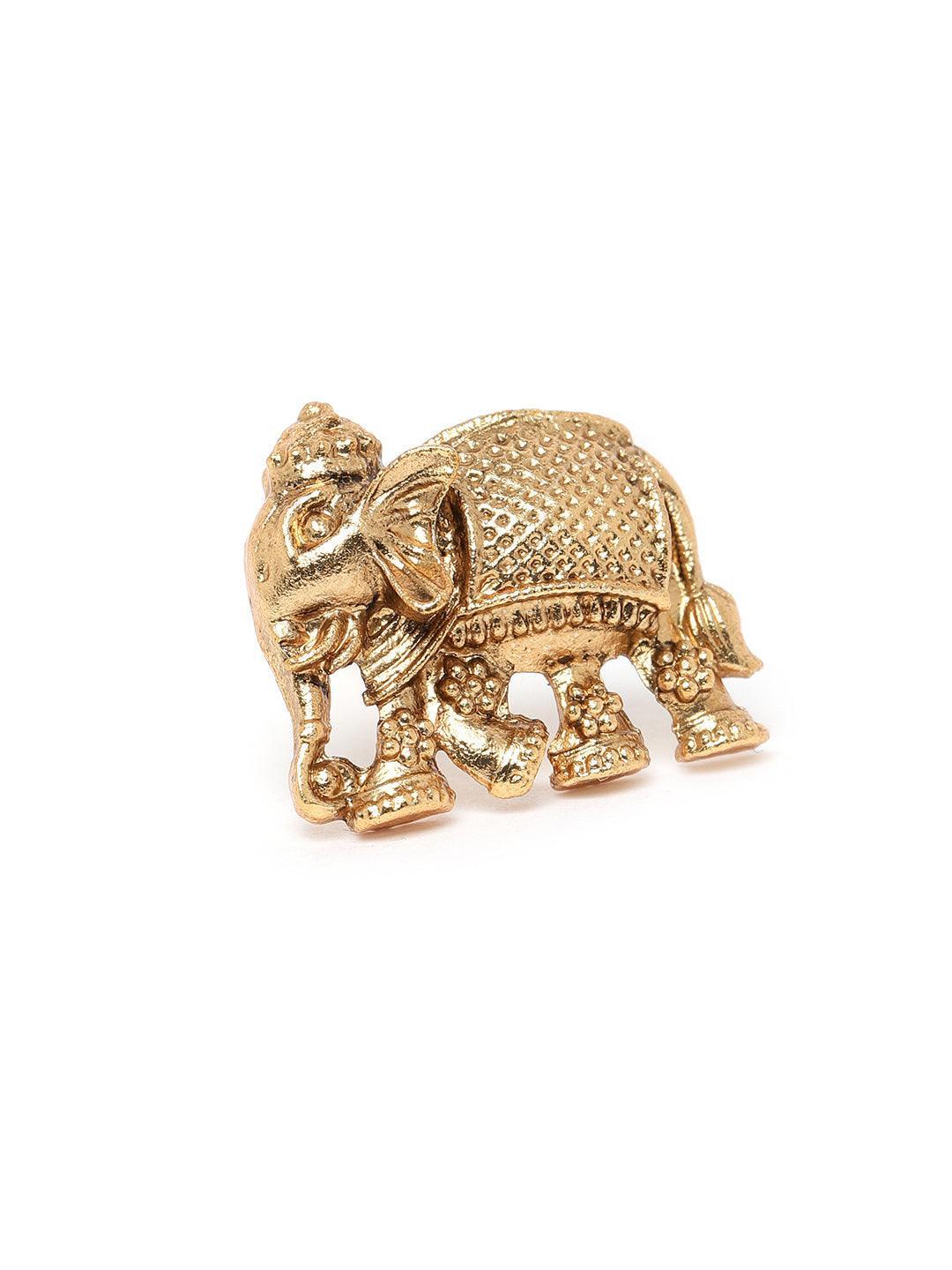 Gold Finish Designer elephant Red crystal Necklace Set - Griiham