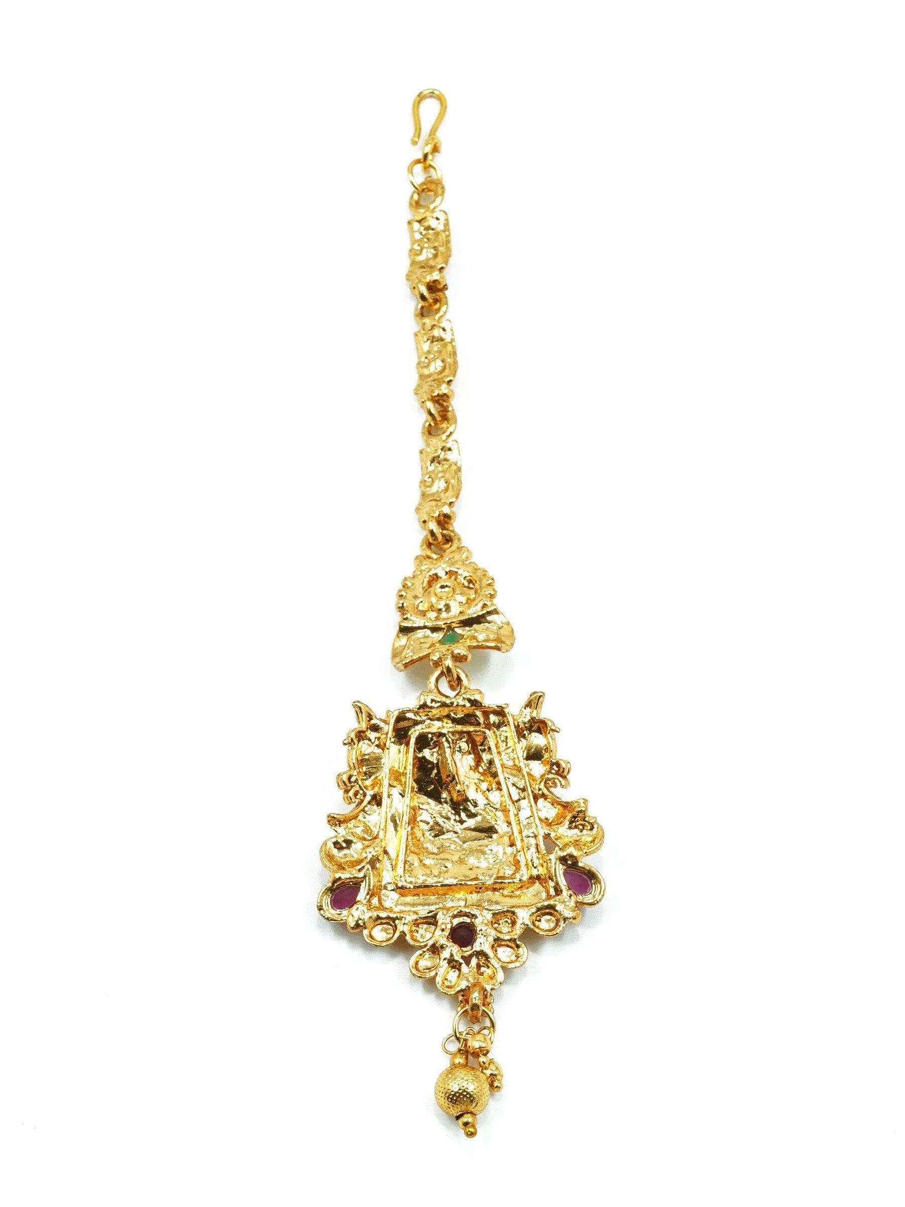 Gold Finish Hair Accessory Damini/Tikka Bridal Wear - Griiham