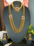 Gold Finish Necklace Combo Set with Artificial Stones 10350N