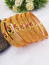 Gold Finish Set of 6 Bangles with Studded stones 14094A - Griiham