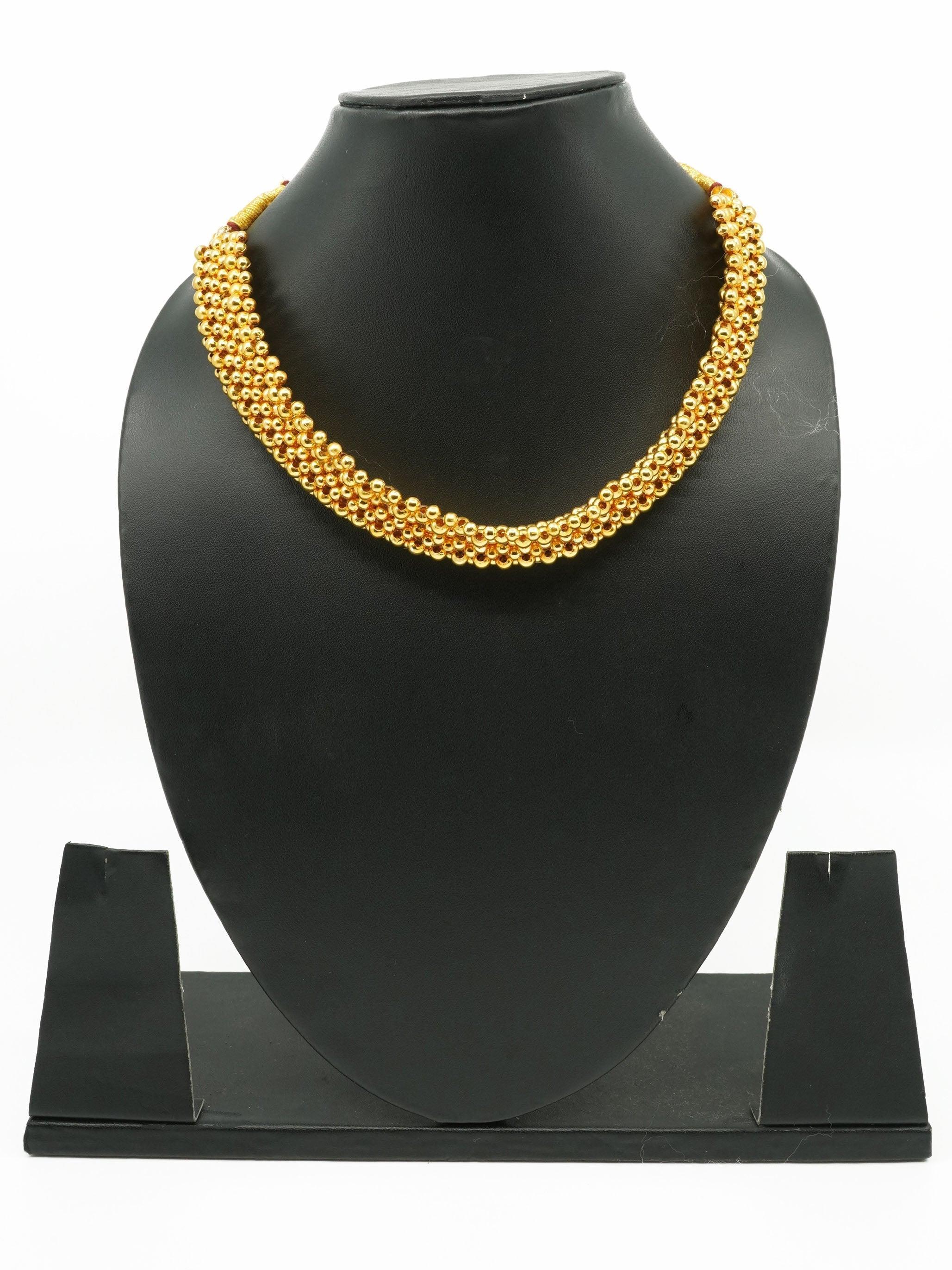 Gold Finish Short necklace Maharastra Thusi 11015N - Griiham