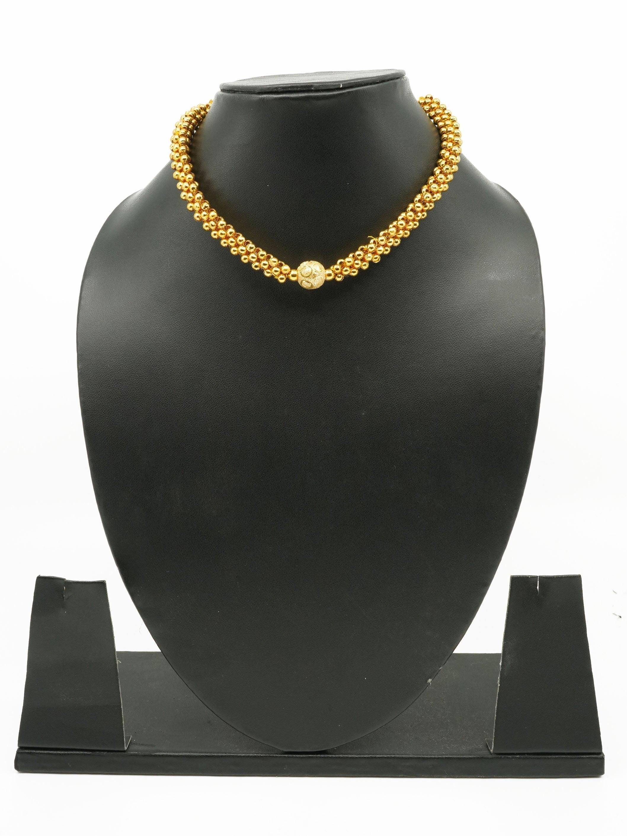 Gold Finish Short necklace Maharastra Thusi 11020N - Griiham