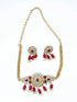 Gold Finish choker Floral pattern necklace set 11117N