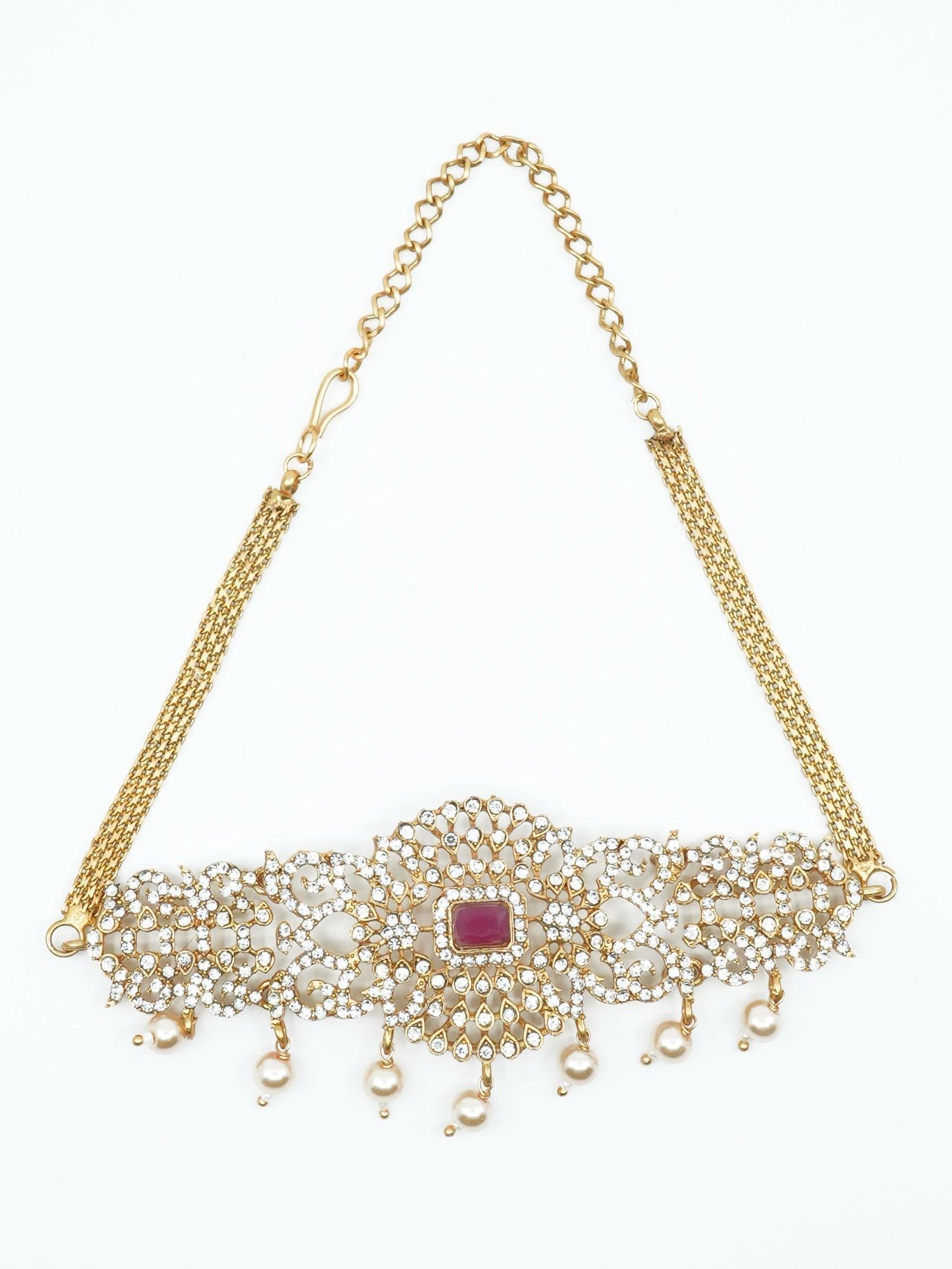 Gold Finish choker Star pattern necklace set 11131N - Griiham