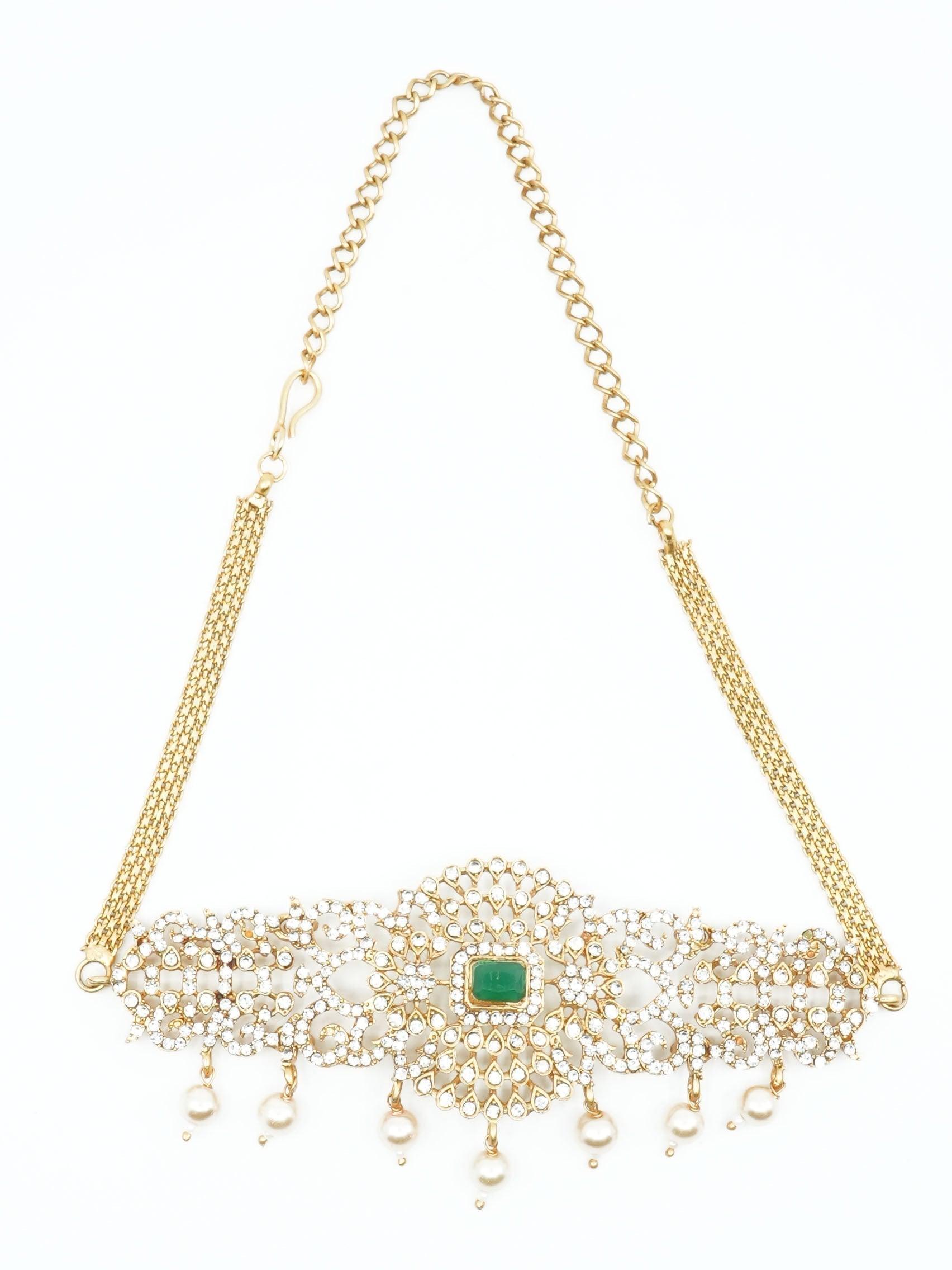 Gold Finish choker Star pattern necklace set 11131N - Griiham