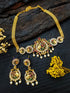 Gold Finish choker peacock pattern necklace set 10579N-1