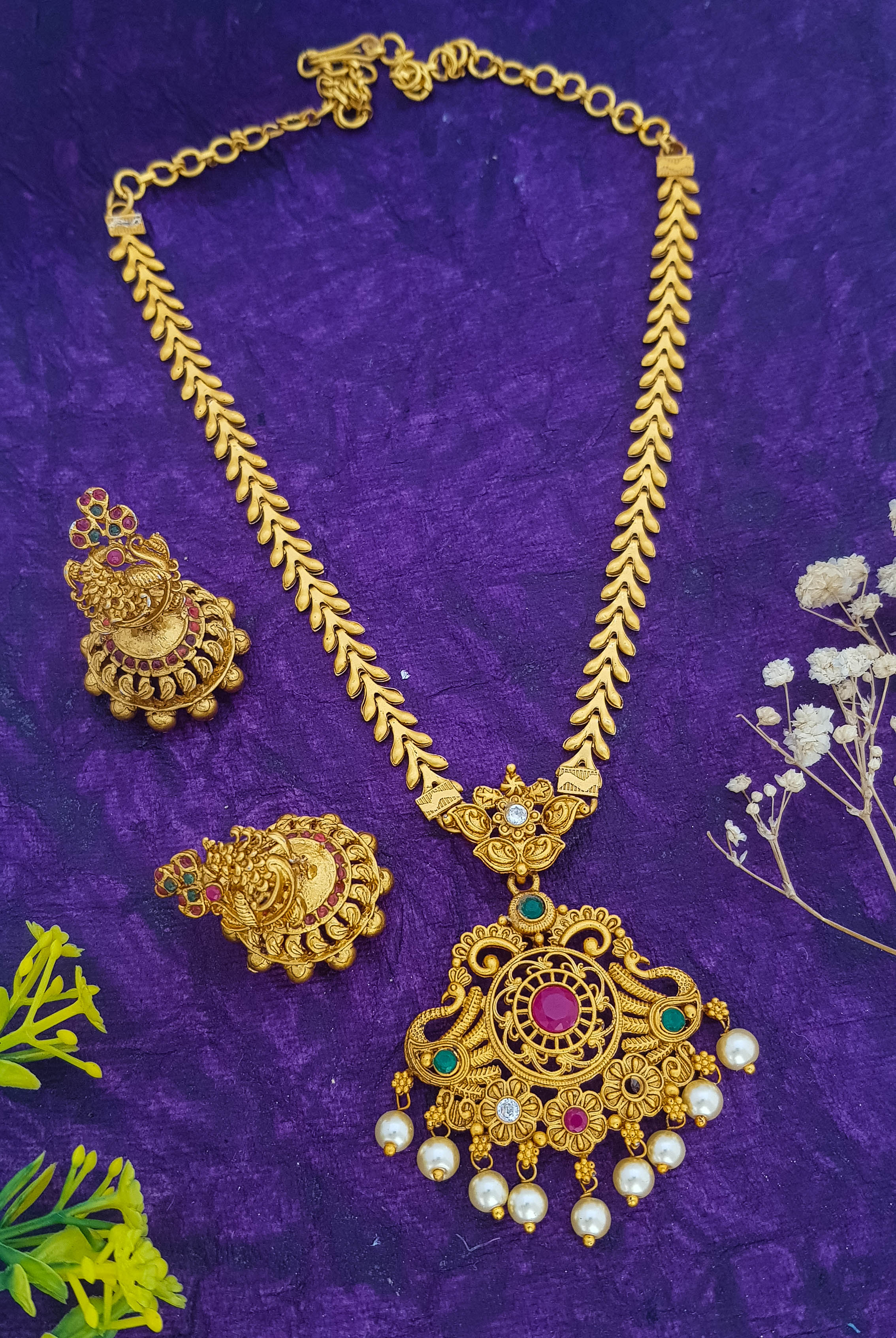 Gold Plated AD Necklace Set 19168N