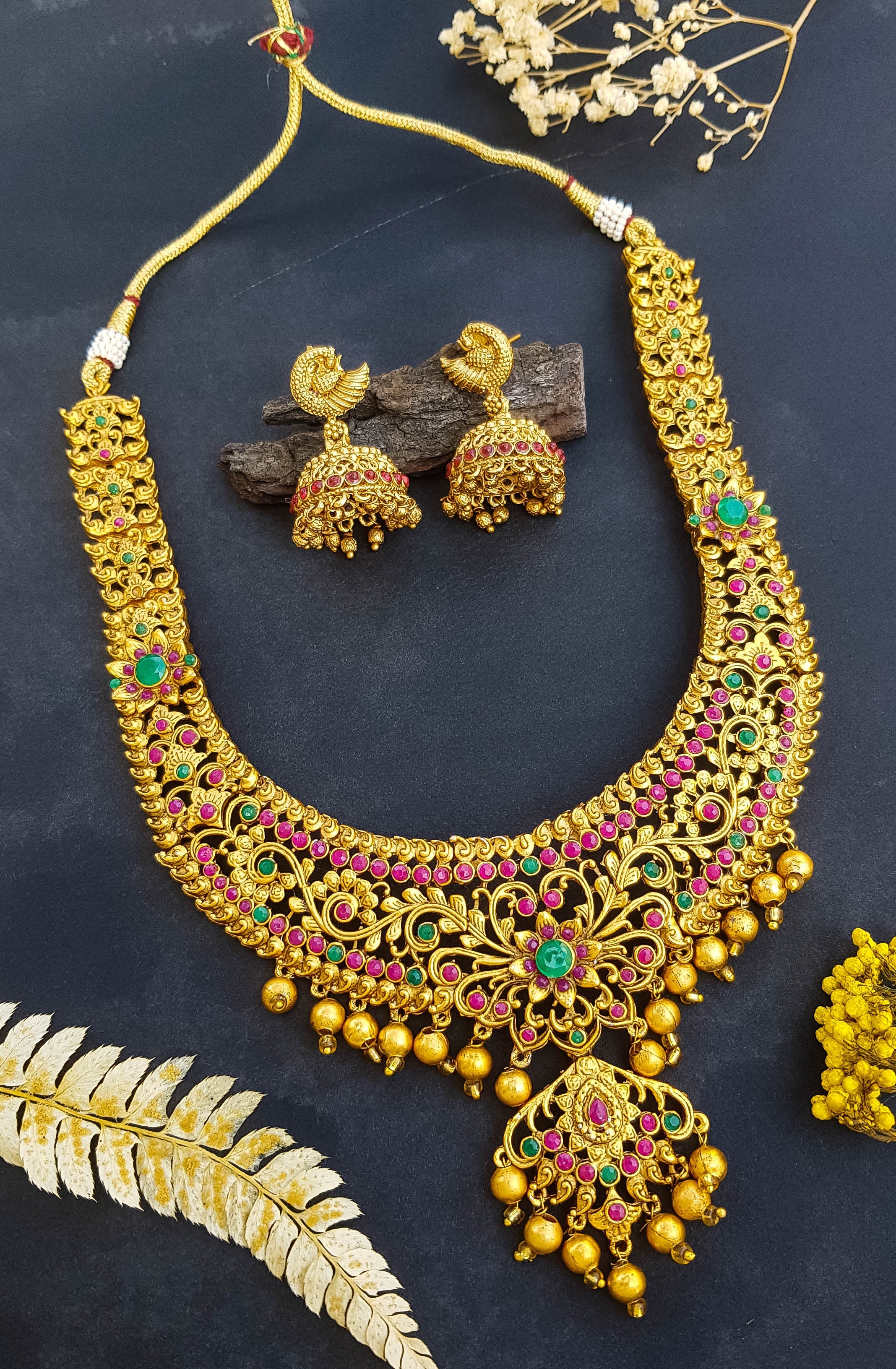 Gold Plated AD Necklace set 19119N