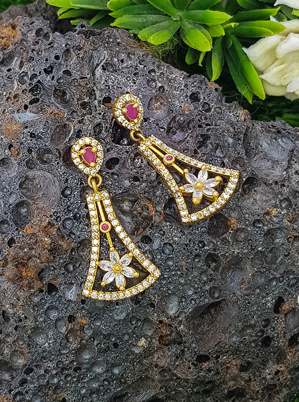 Gold Plated AD Studded Jhumka Earrings 13184N